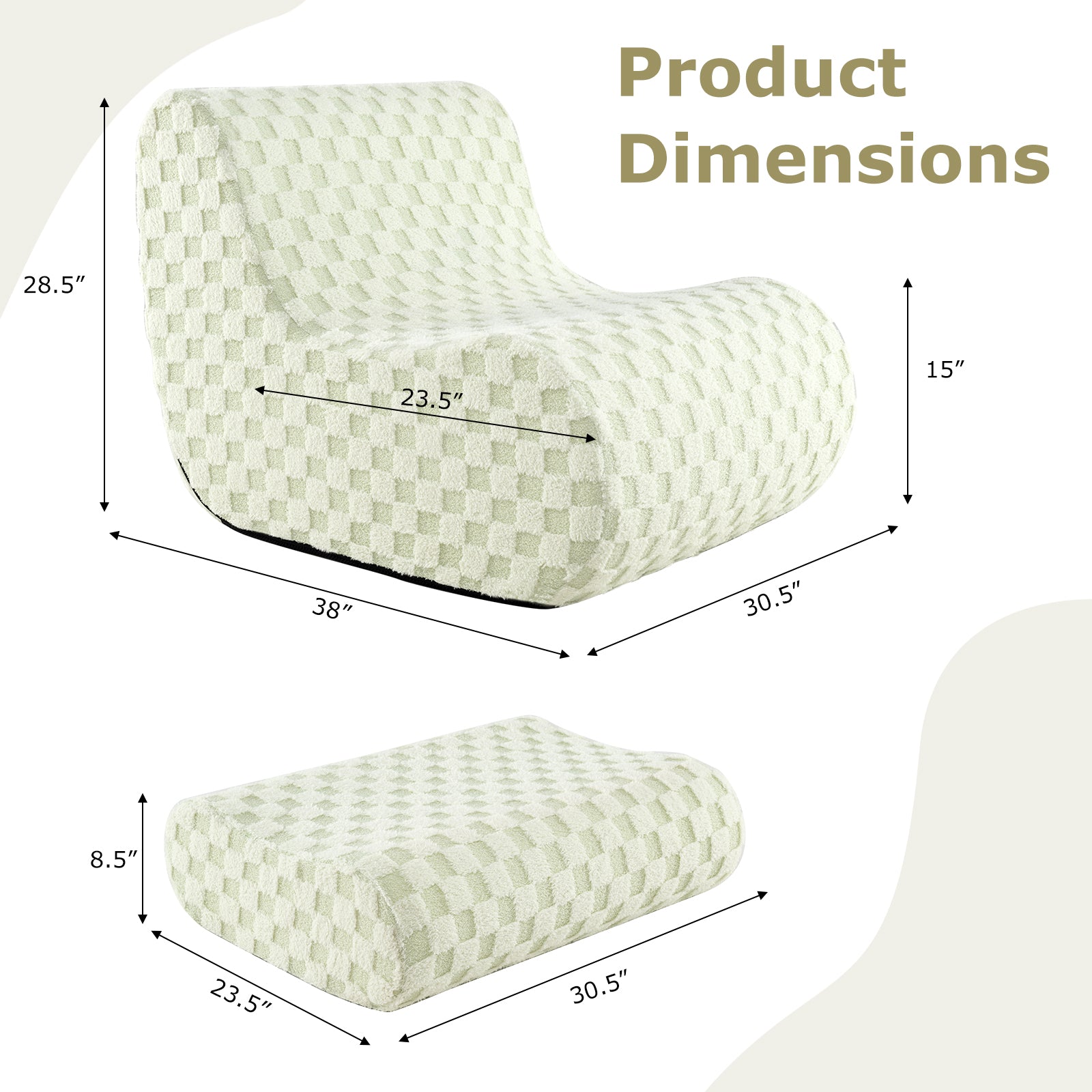 Bean Bag Chair with Ottoman and High Elasticity Sponge