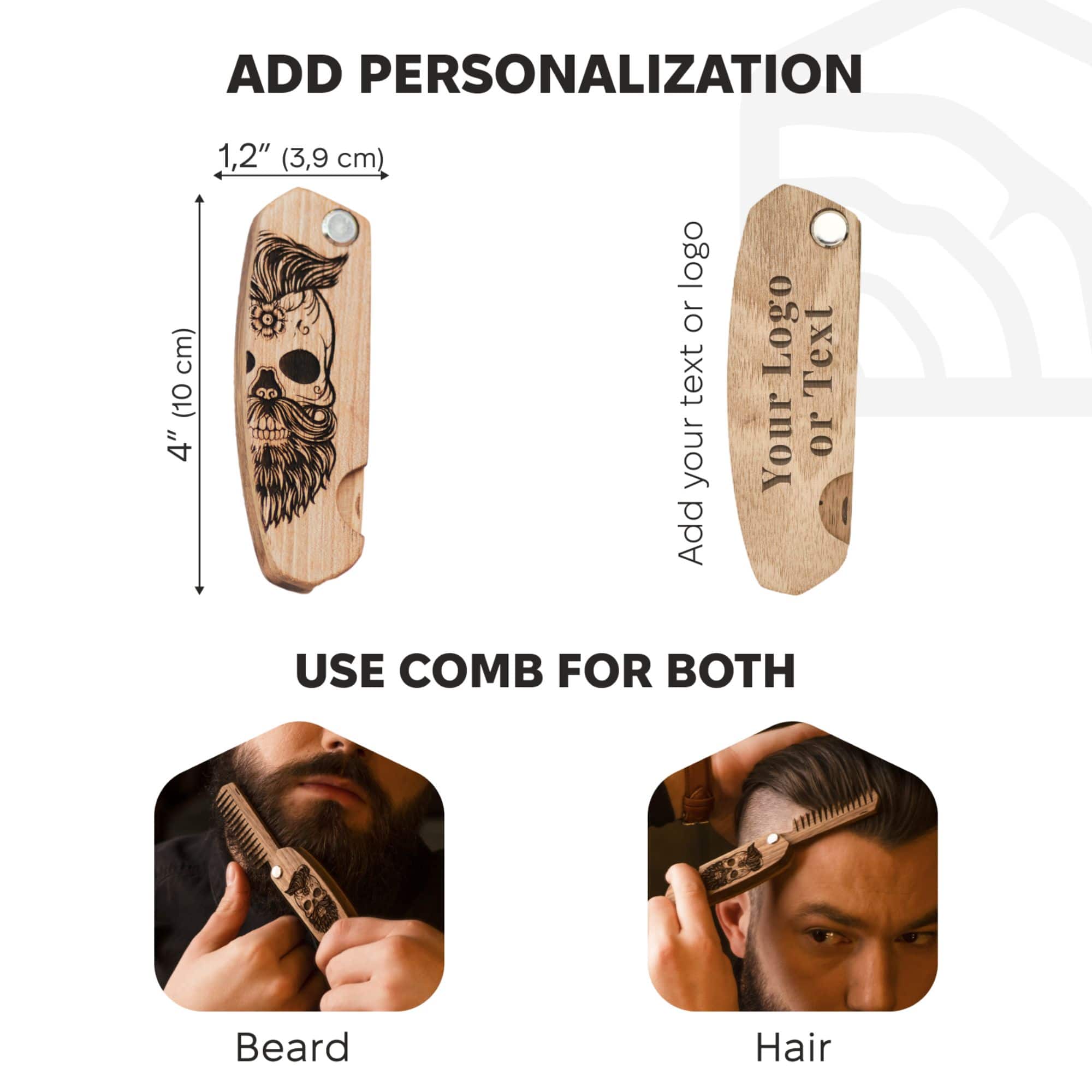 Wooden Beard Comb – Sugar Skull
