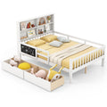 Twin/Full Size Bed Frame with 2 Drawers and Bookcase for Boys and Girls