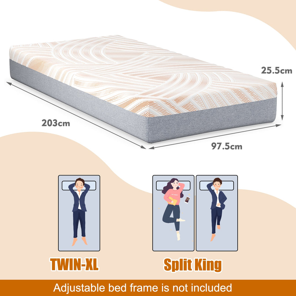 Bed Mattress Memory Foam Twin Size with Jacquard Cover for Adjustable Bed Base