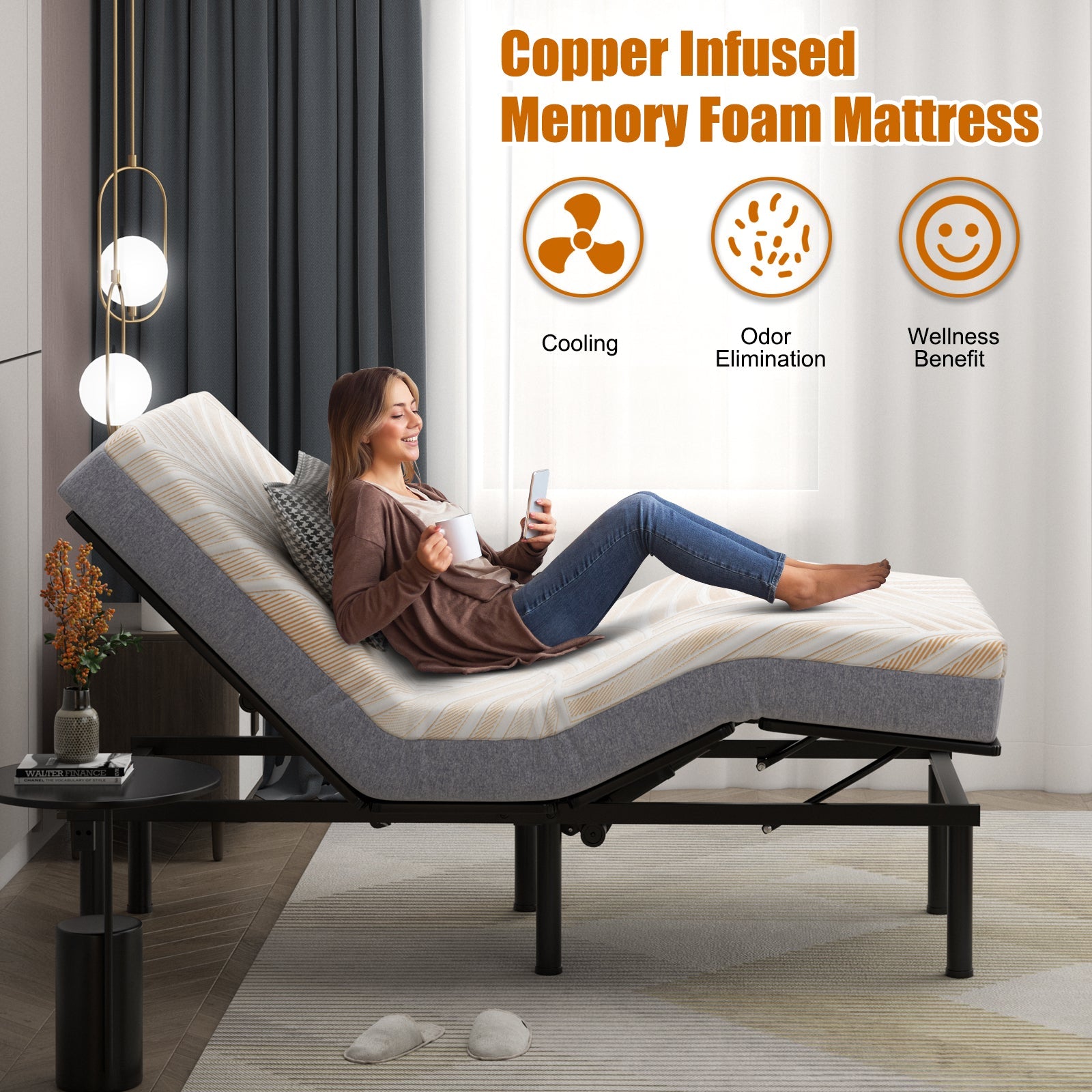 Bed Mattress Memory Foam Twin Size with Jacquard Cover for Adjustable Bed Base