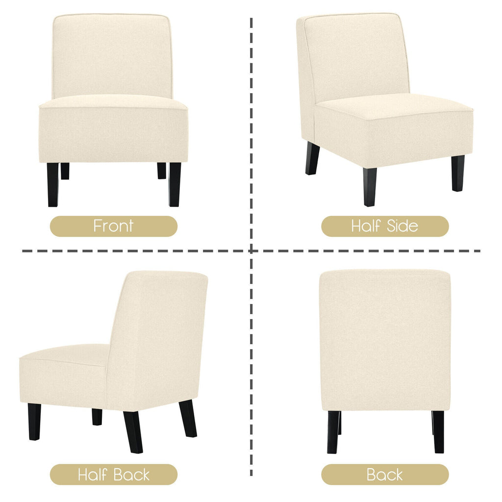 Modern Armless Accent Sofa Chair with Rubber Wood Legs
