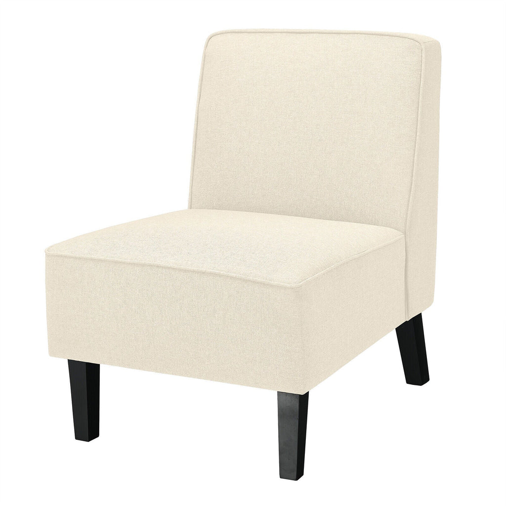 Modern Armless Accent Sofa Chair with Rubber Wood Legs