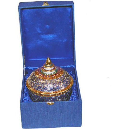 Benjarong Bowl & Lid with Box 6" Diameter