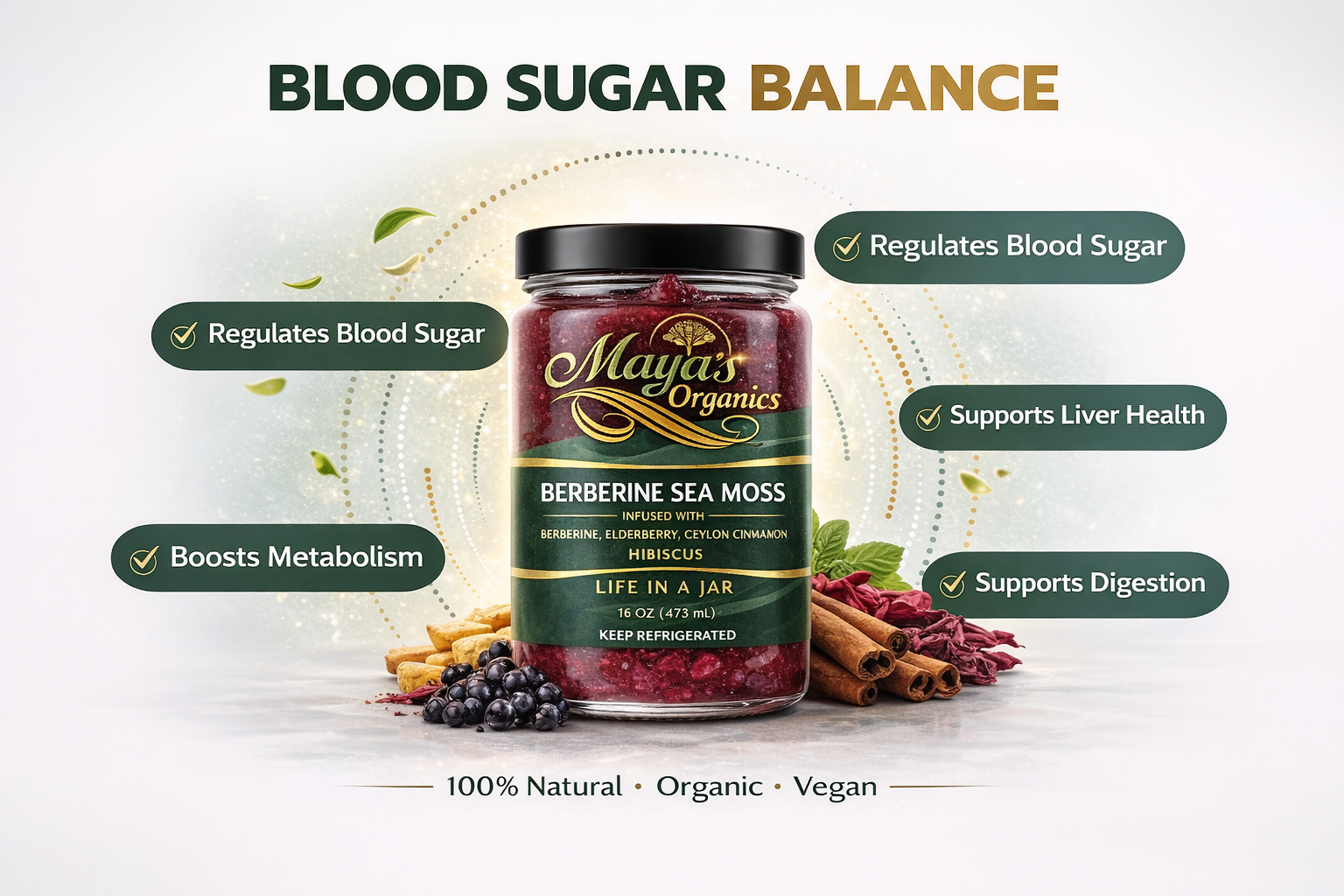 Blood Sugar Reset Bundle - Berberine Sea Moss Gel 16oz + Liver & Gallbladder Cleanse Detox Capsules (60 Caps)