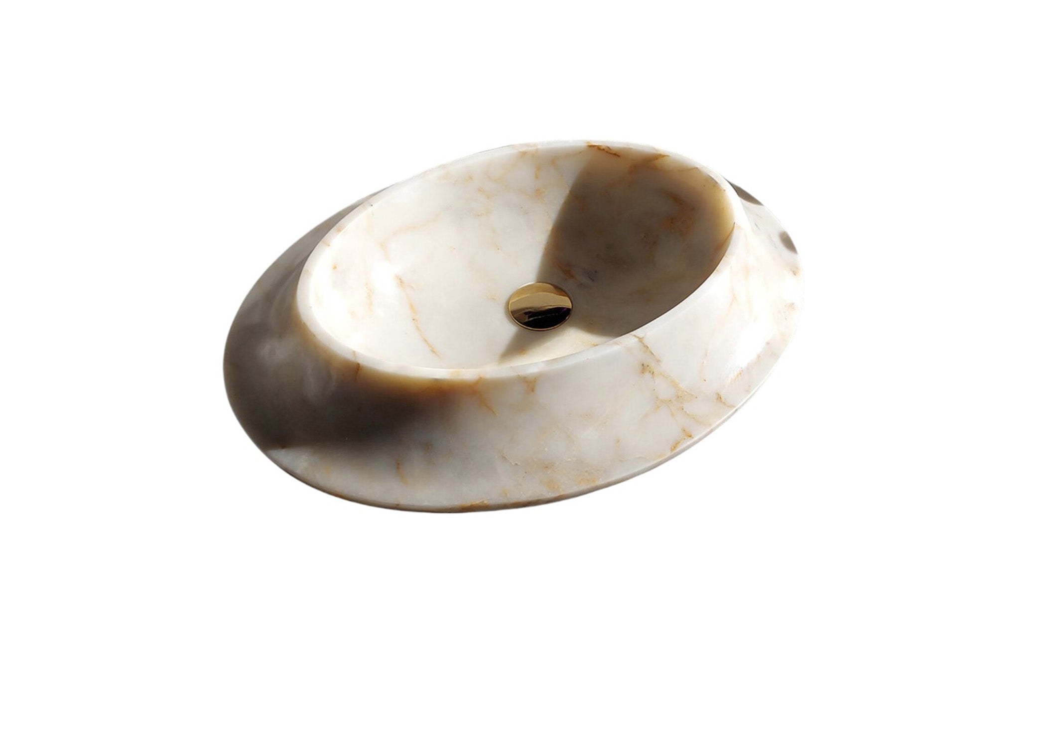 Bianco Gold Marble Oval Vessel Sink - Polished 15.7x22.4x5.5