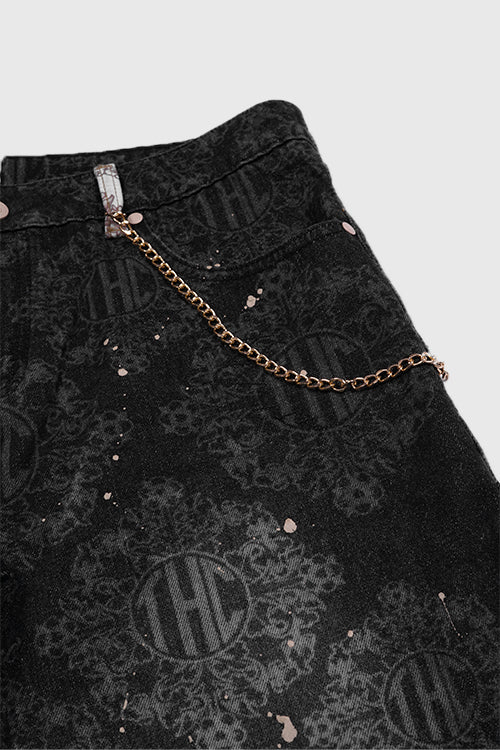 Laser Etched Painter Baggy Denim Jeans