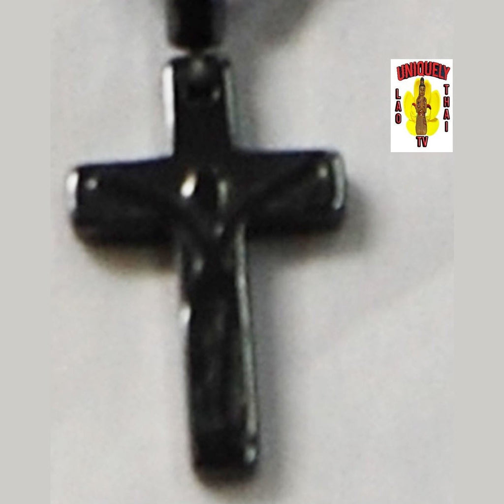 Black Tourmaline Choker Necklaces Cross