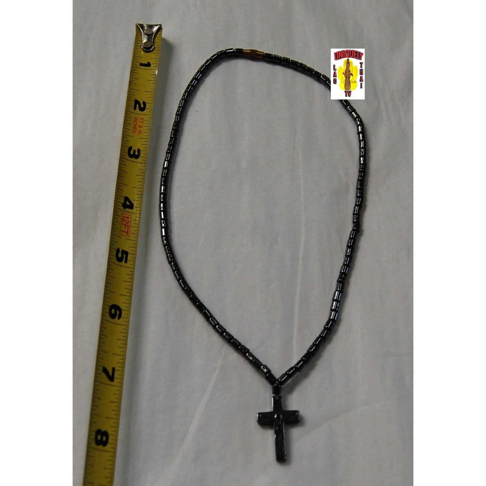 Black Tourmaline Choker Necklaces Cross
