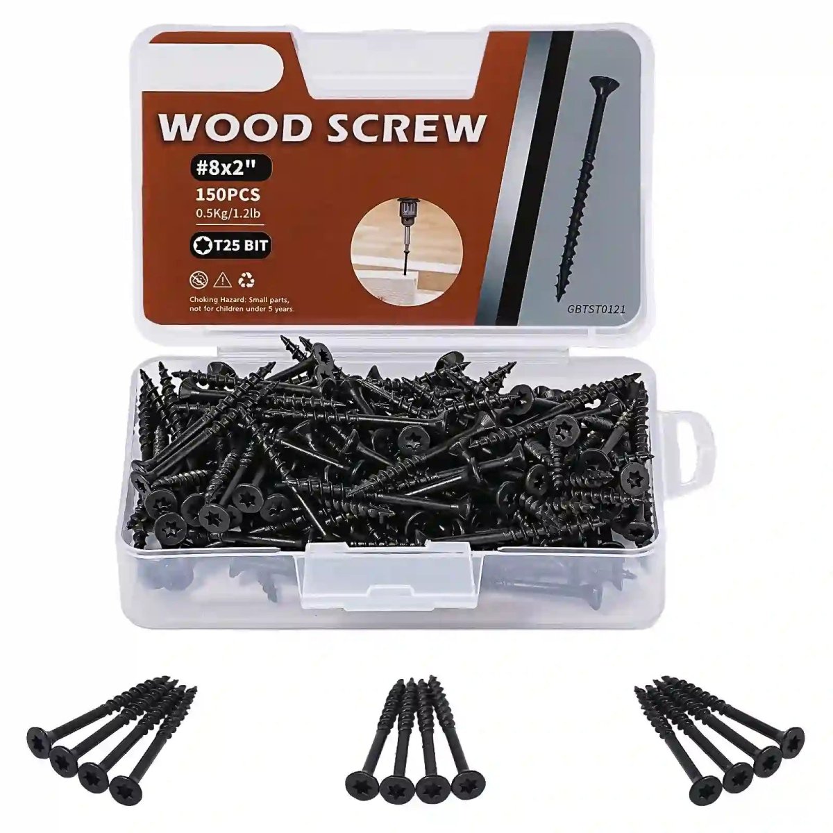 Black Exterior Deck Screws - T25 Torx Drive (Includes Bit)