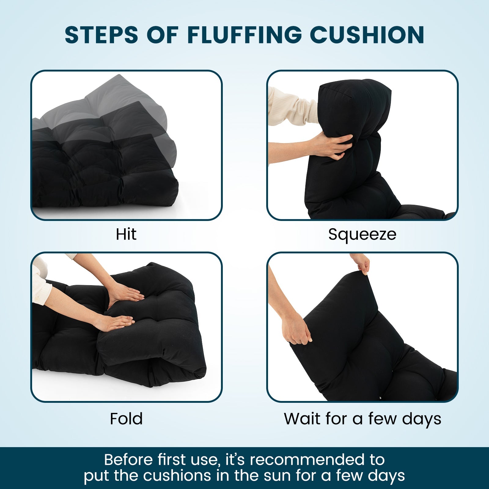 Indoor Outdoor Tufted Bench Cushion with Soft PP Cotton