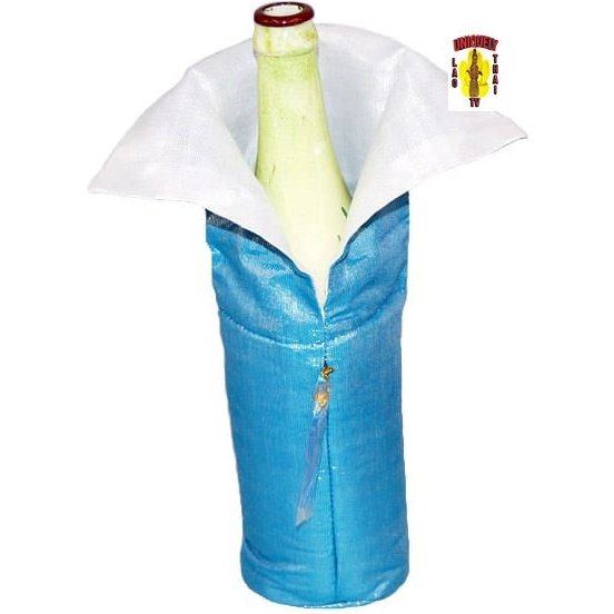 Blue-White Fabric Bottle Bag