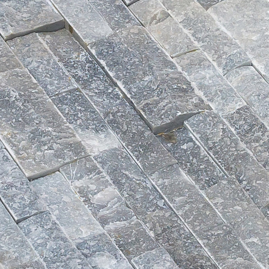 Ice Blue Split-Face Natural Marble 3D Ledger Wall Panel 6x24