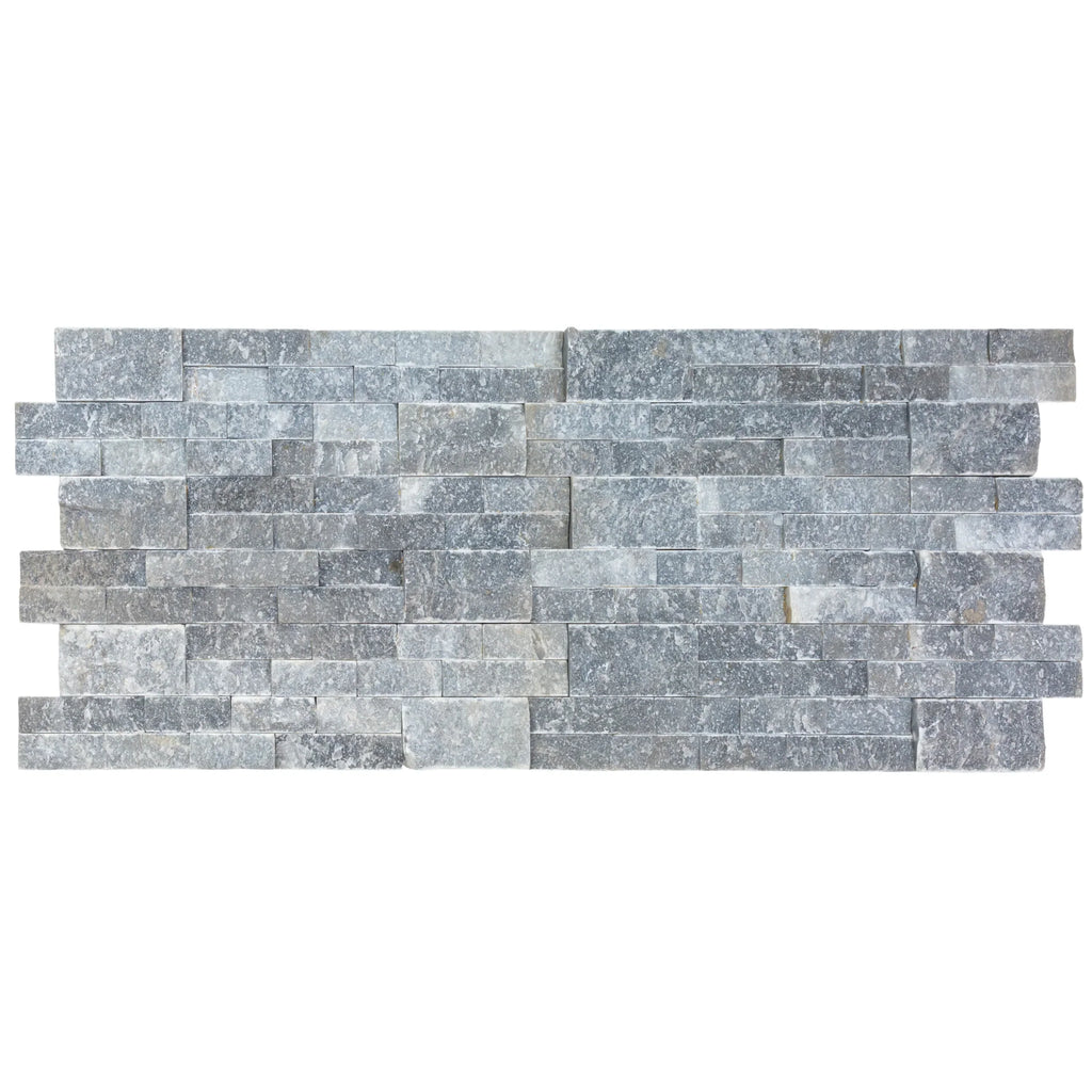 Ice Blue Split-Face Natural Marble 3D Ledger Wall Panel 6x24