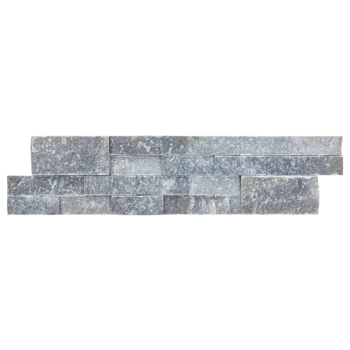 Ice Blue Split-Face Natural Marble 3D Ledger Wall Panel 6x24
