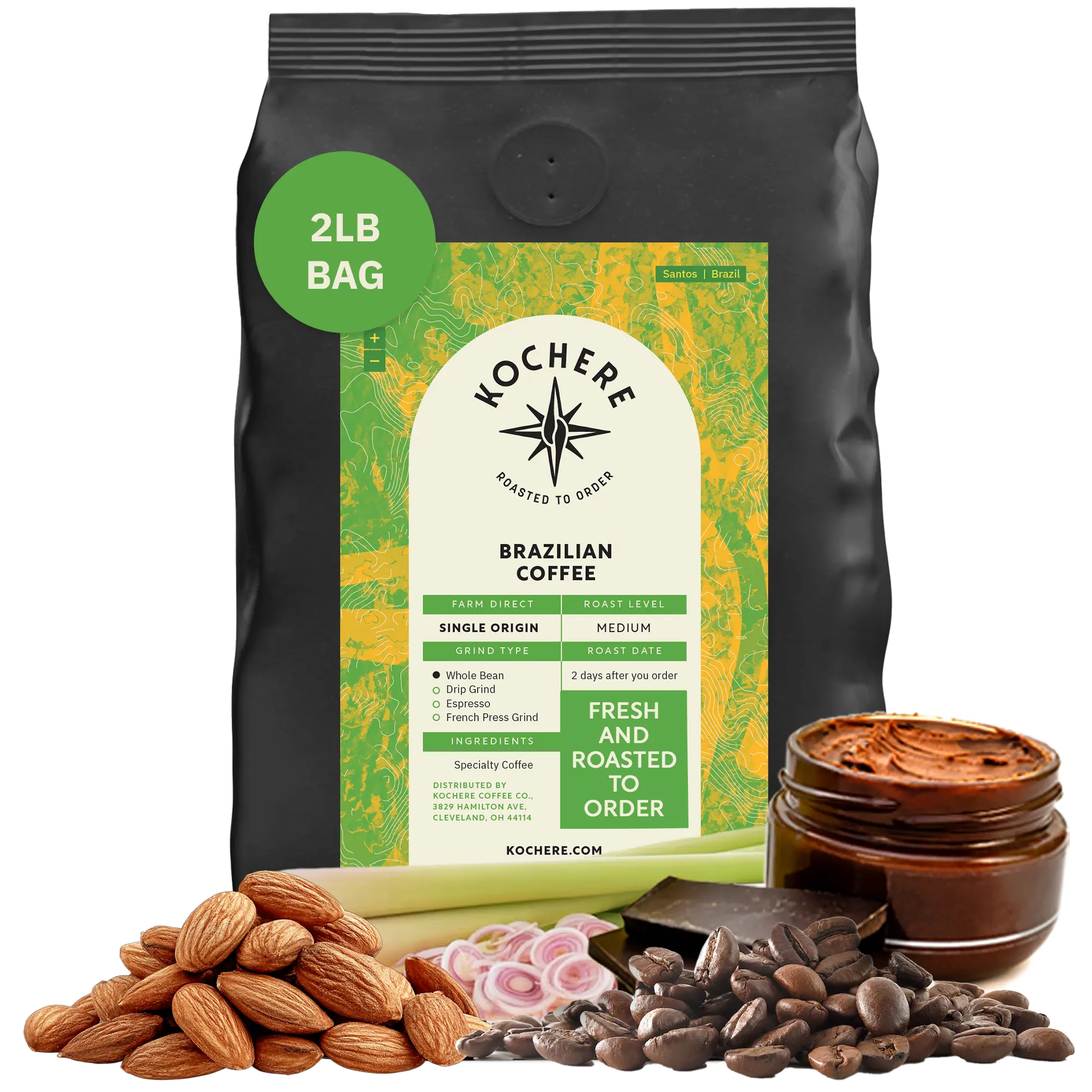 Kochere Coffee Brazilian Santos Medium Roast - Smooth, Elegant, Cocoa Notes