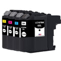 U.S. Remanufactured for Brother LC107BK Black / LC105 3 Colors XXL Super High Yield 4-Pack Ink Cartridges