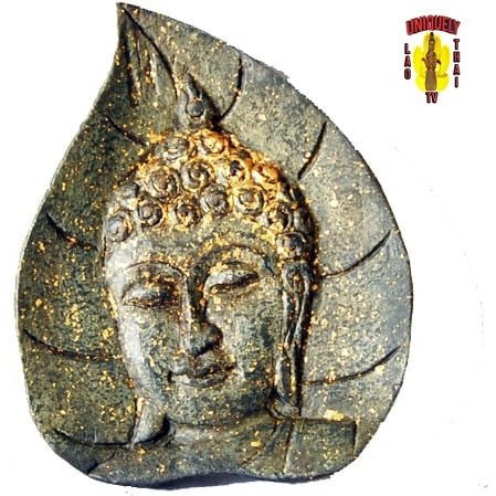 Wood Fiber Buddha Face on Leaf Green Accent