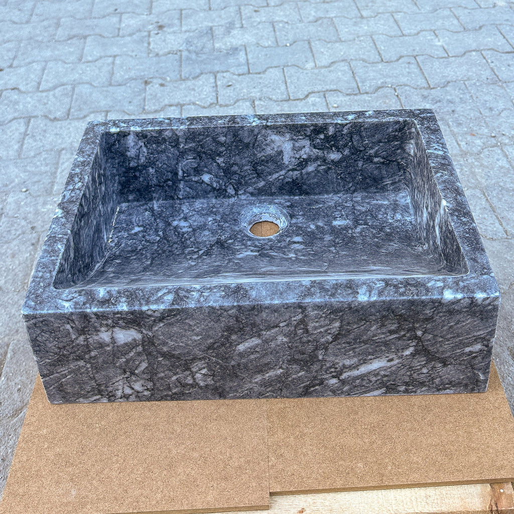 Gray Marble Rectangular Vessel Sink 12x18 - Polished Above Counter