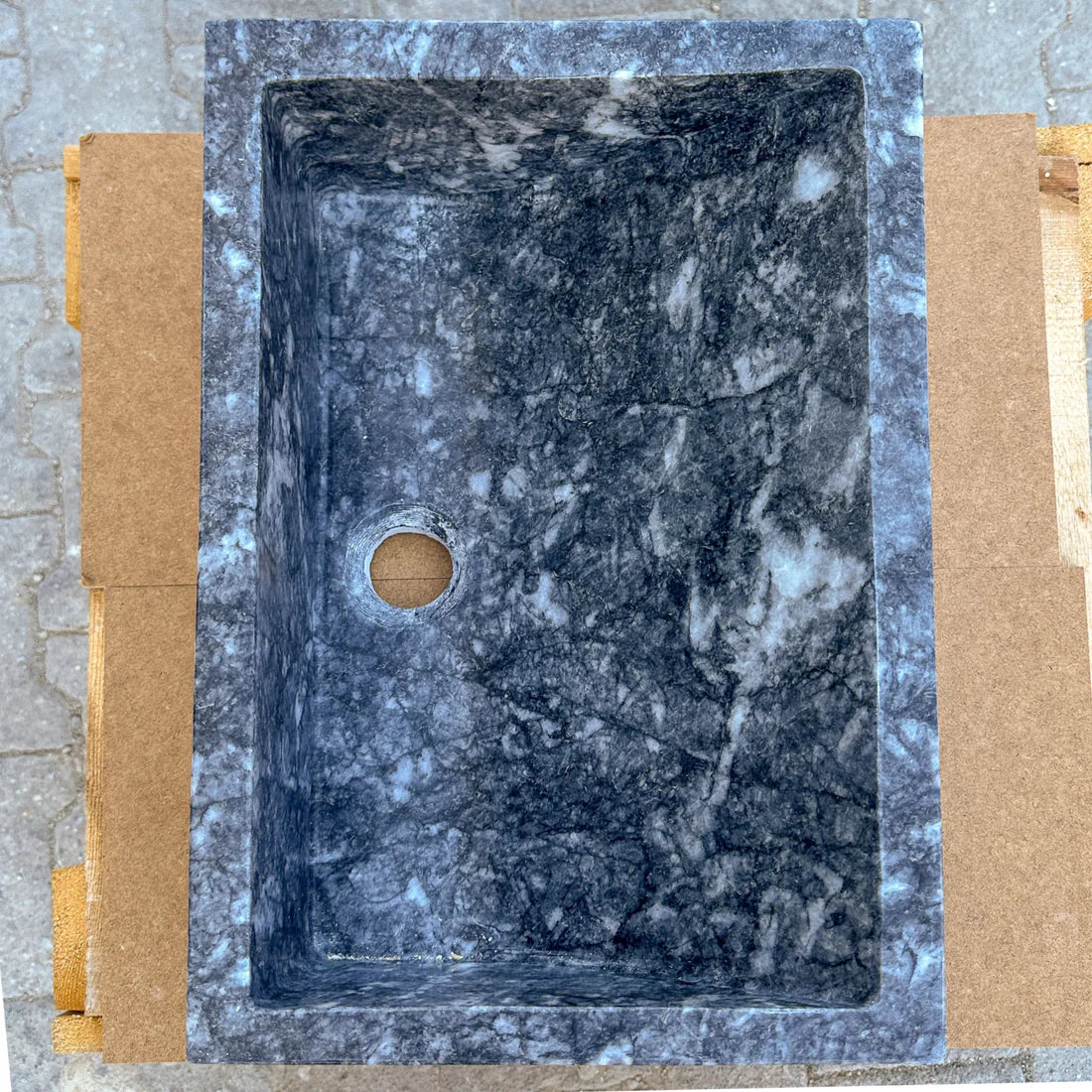 Gray Marble Rectangular Vessel Sink 12x18 - Polished Above Counter