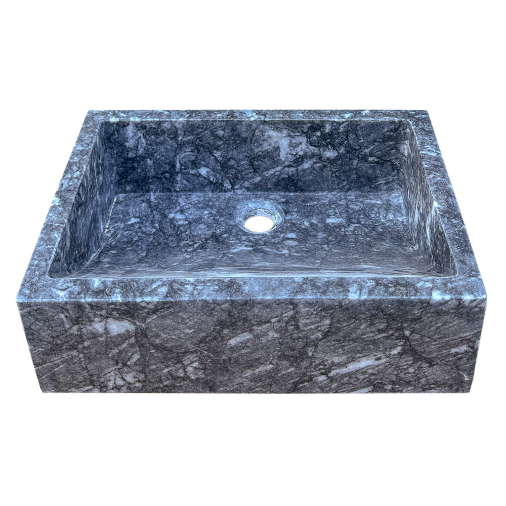 Gray Marble Rectangular Vessel Sink 12x18 - Polished Above Counter