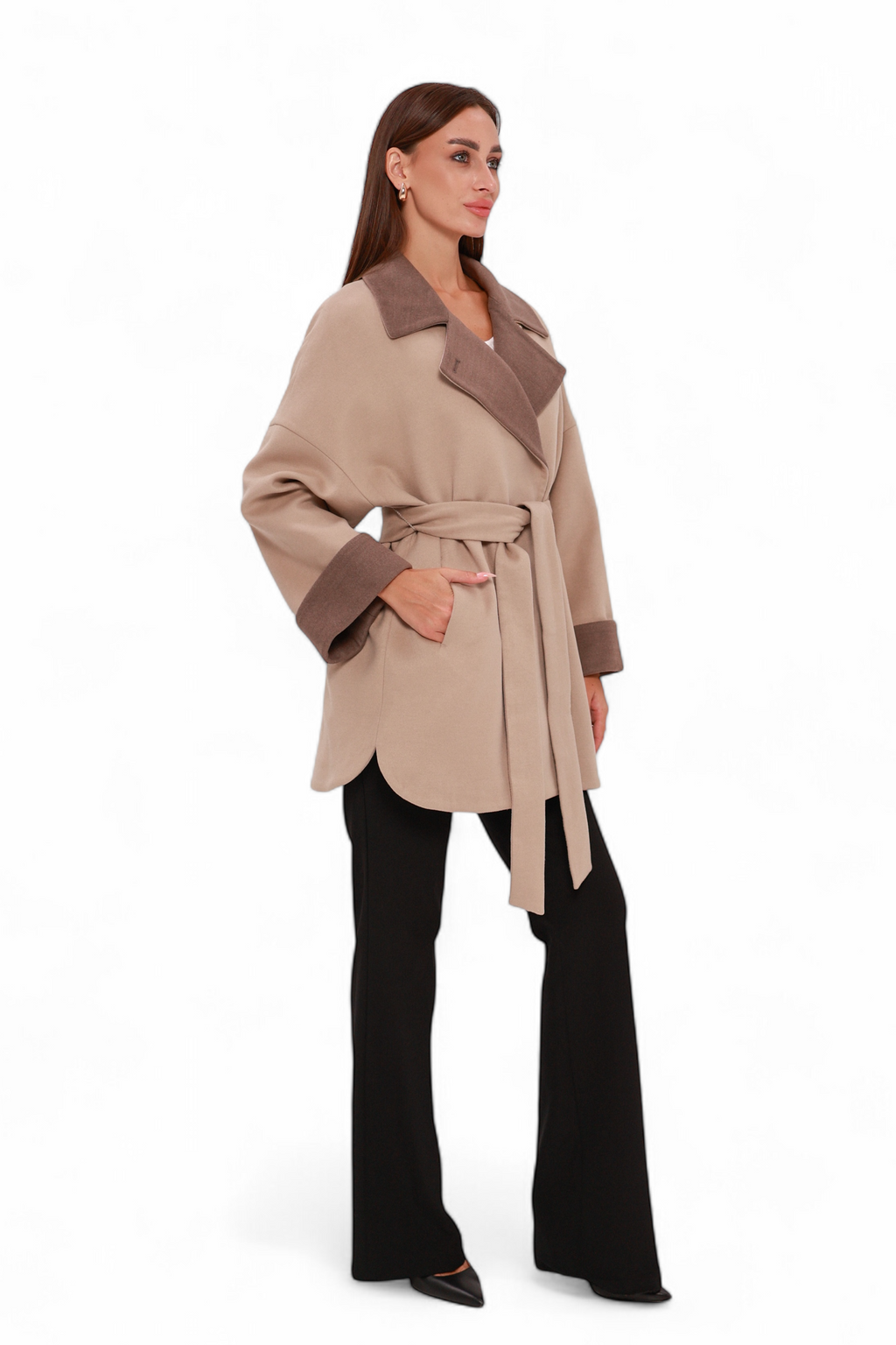 Sandro Cashmere Blend Overcoat in Beige
