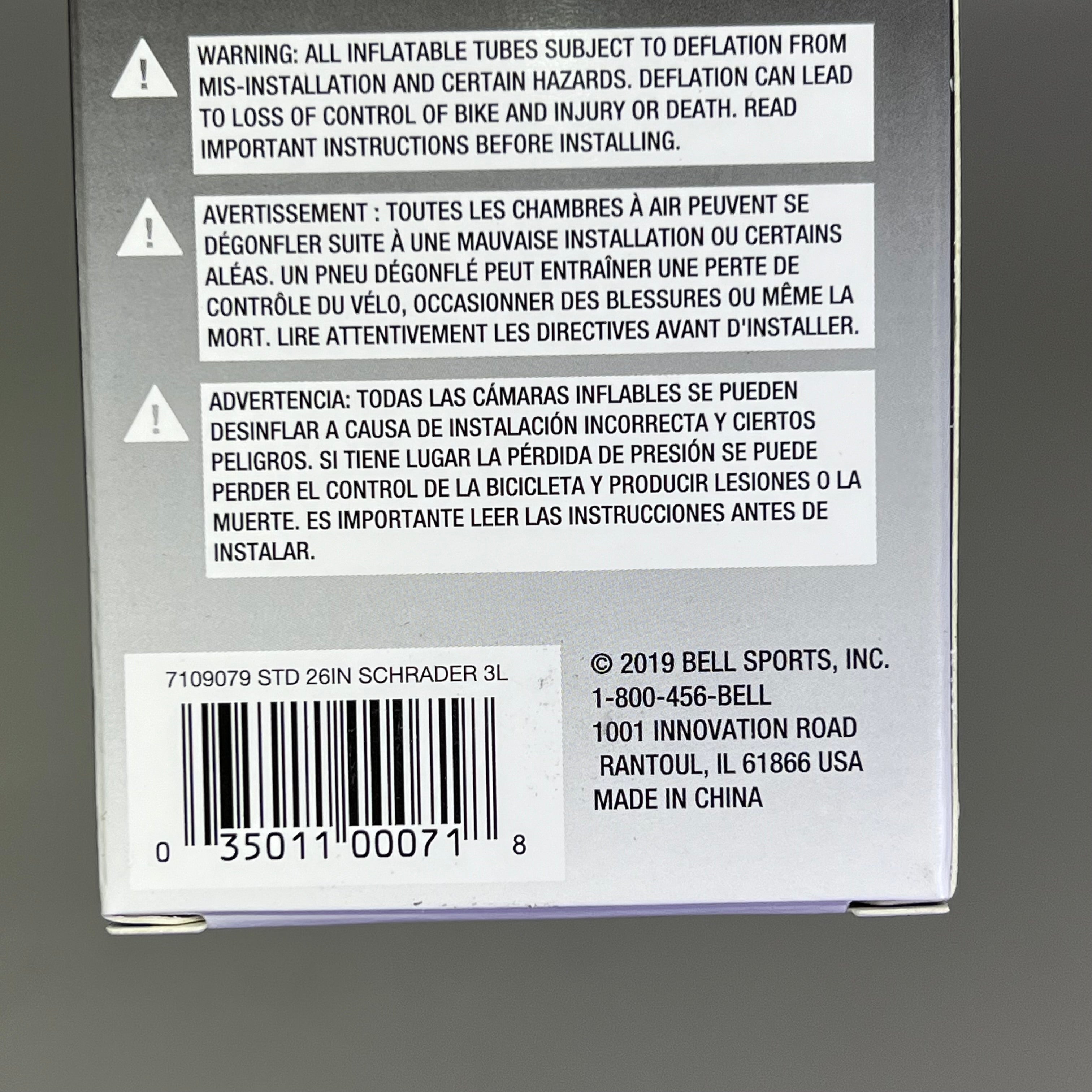 BELL (6 PACK) Bicycle Inner Tube Standard Valve 26" 1.75"-2.25" Black 7109079