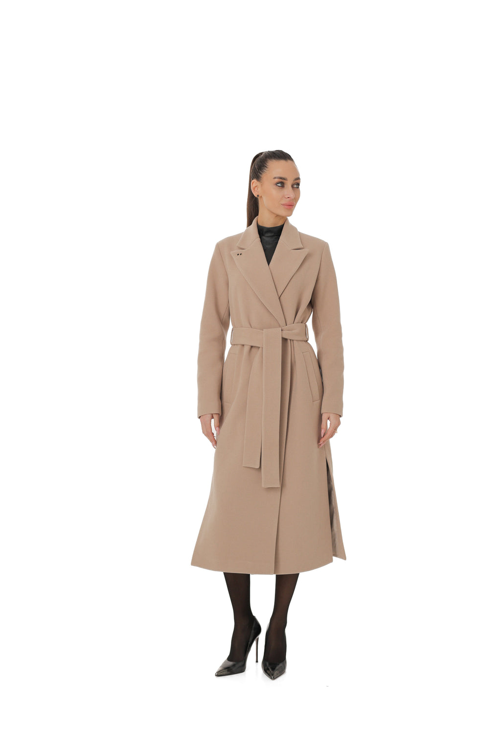 Arden Classic Wraparound Overcoat in Latte