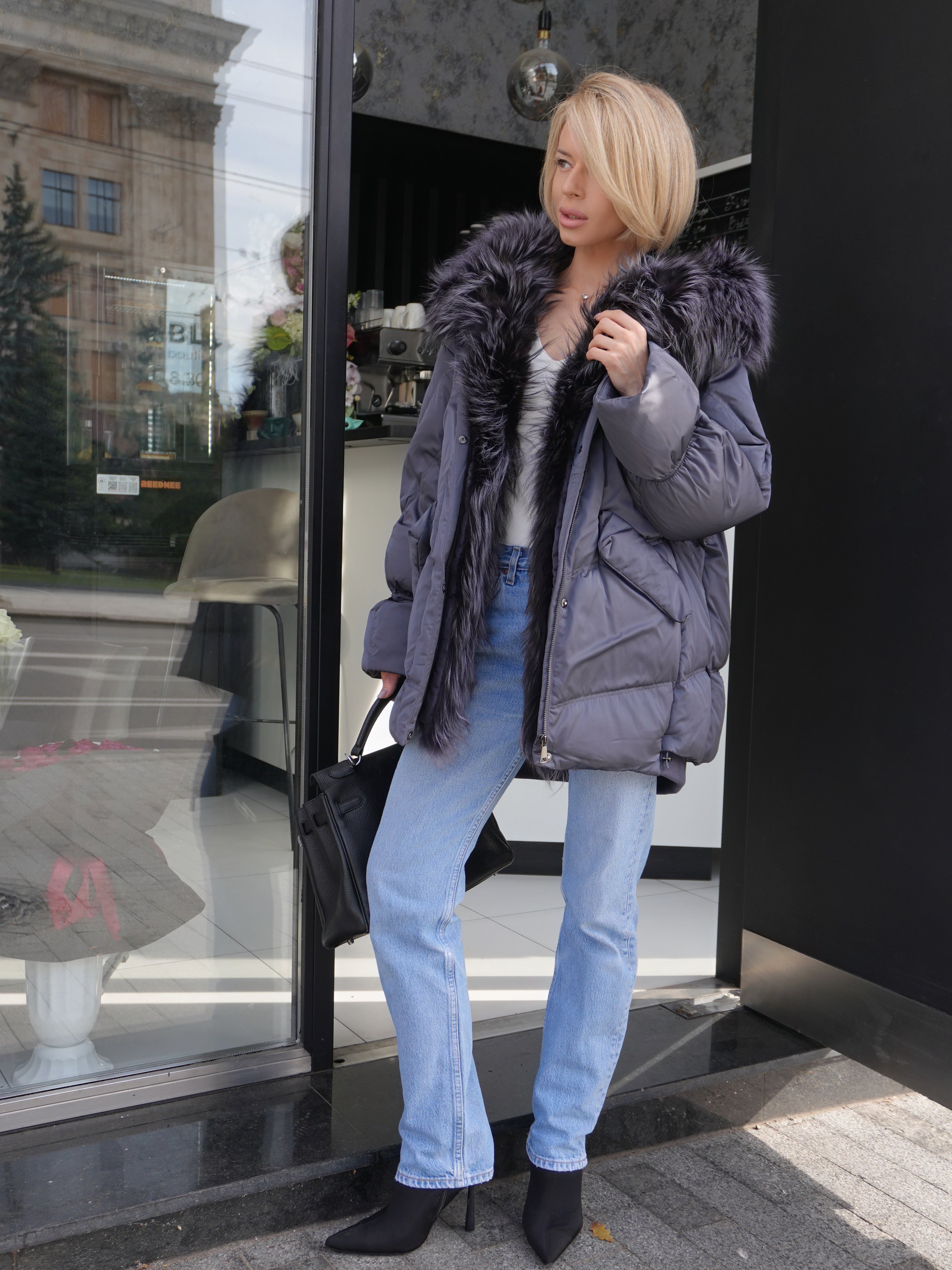 Orchid Genuine Fur Trim Down Parka
