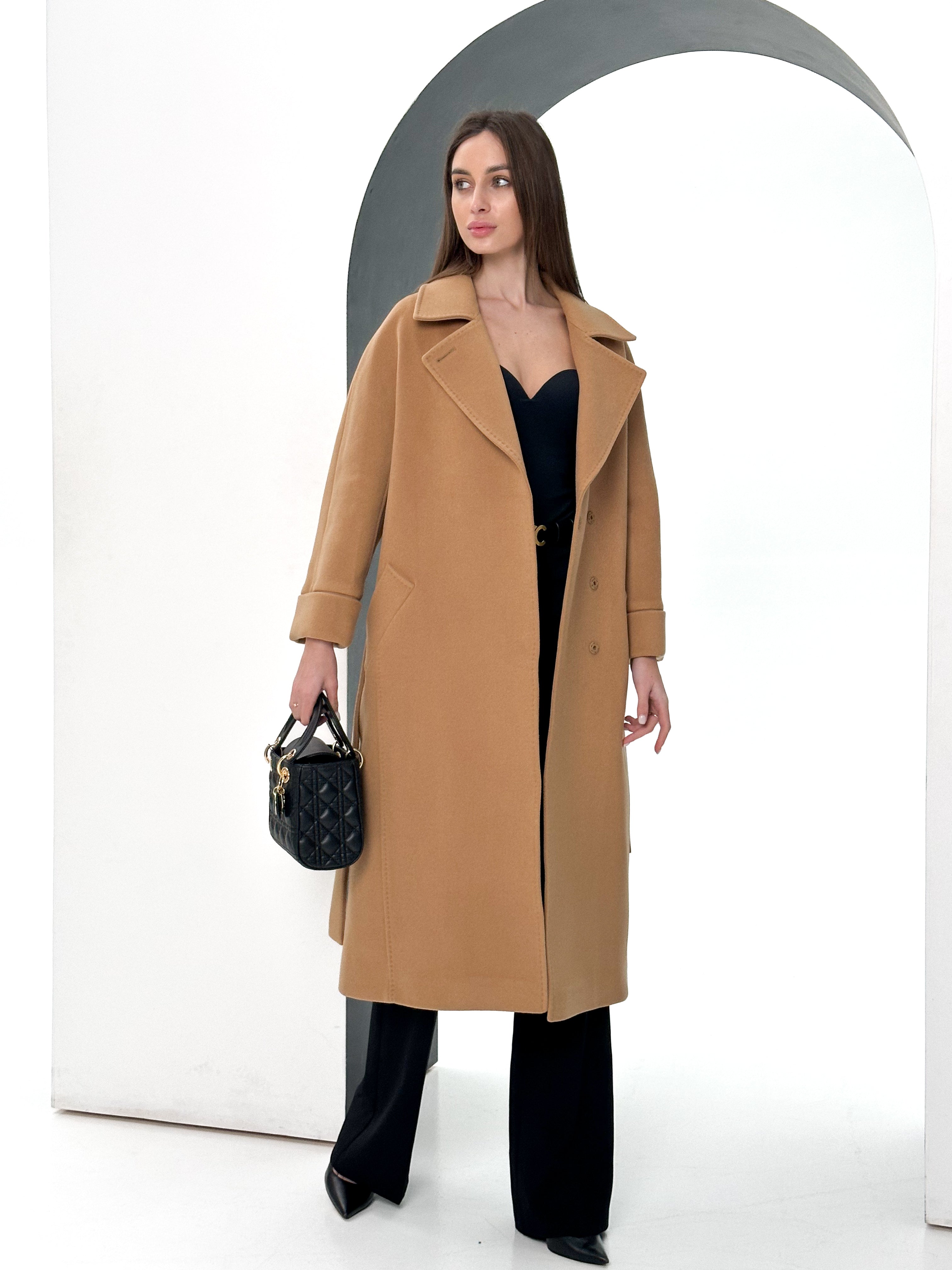 Monique Tailored Cashmere Wool Blend Coat in Bluff
