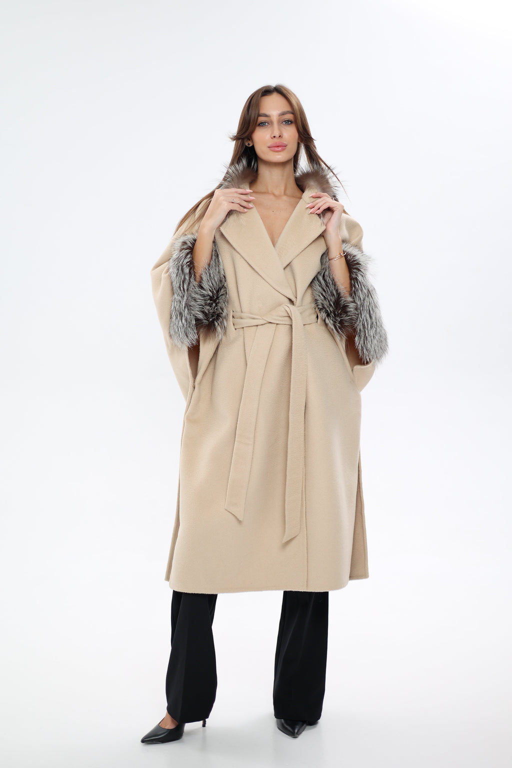 Saga®Furs Silver Fox Wool Alpaca Coat
