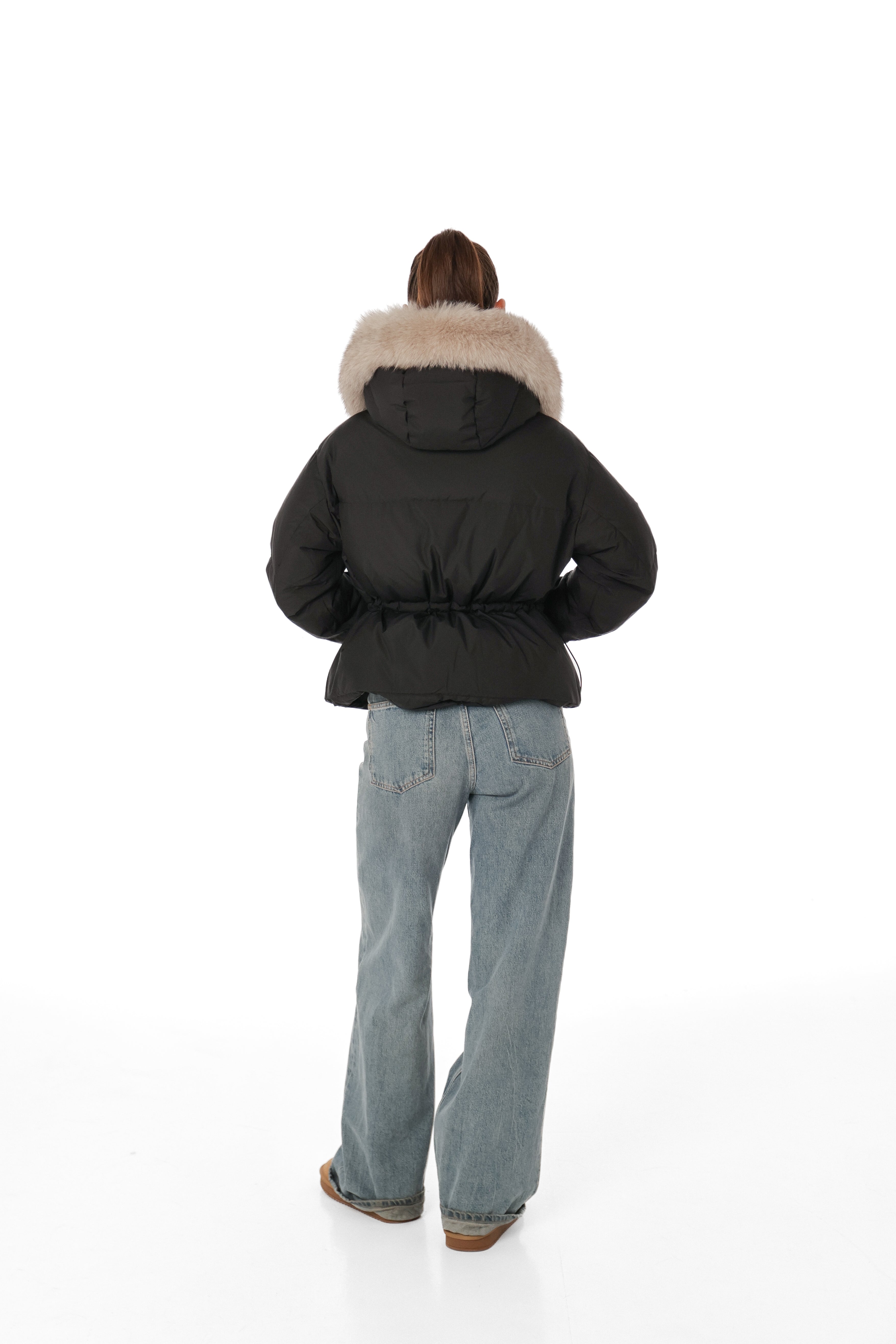 Genuine Polar Fox Fur Down Fill Jacket