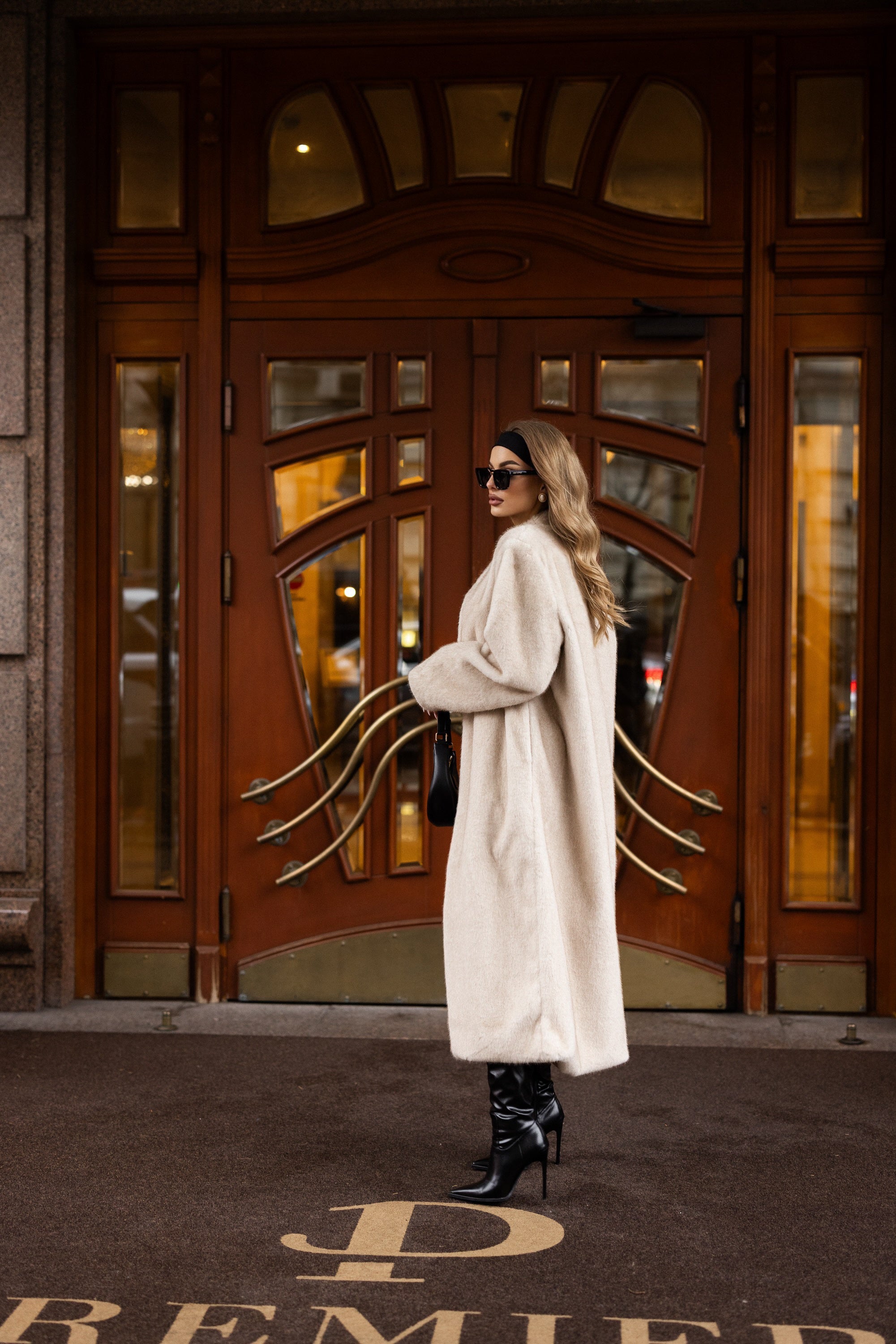 Sylvie Iconic Statement Fiber Coat in Ivory