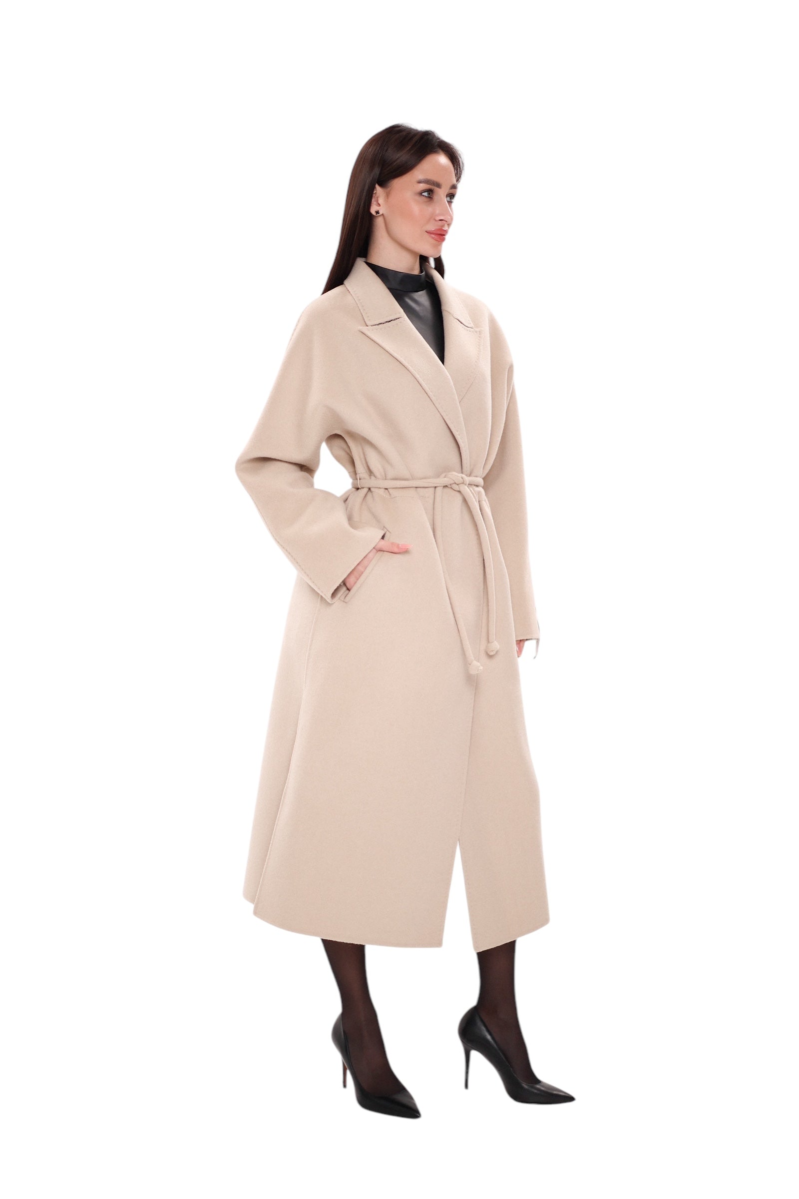 Margaret Premium Lana Wool Cashmere Coat in Royal Crème