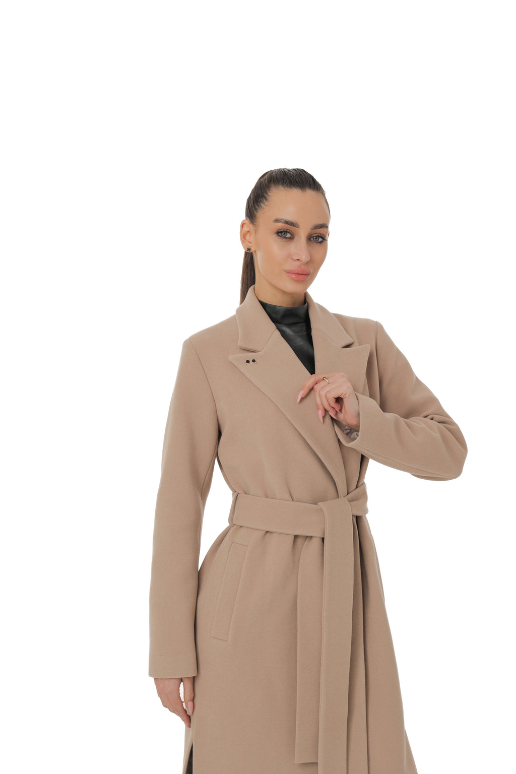 Arden Classic Wraparound Overcoat in Latte