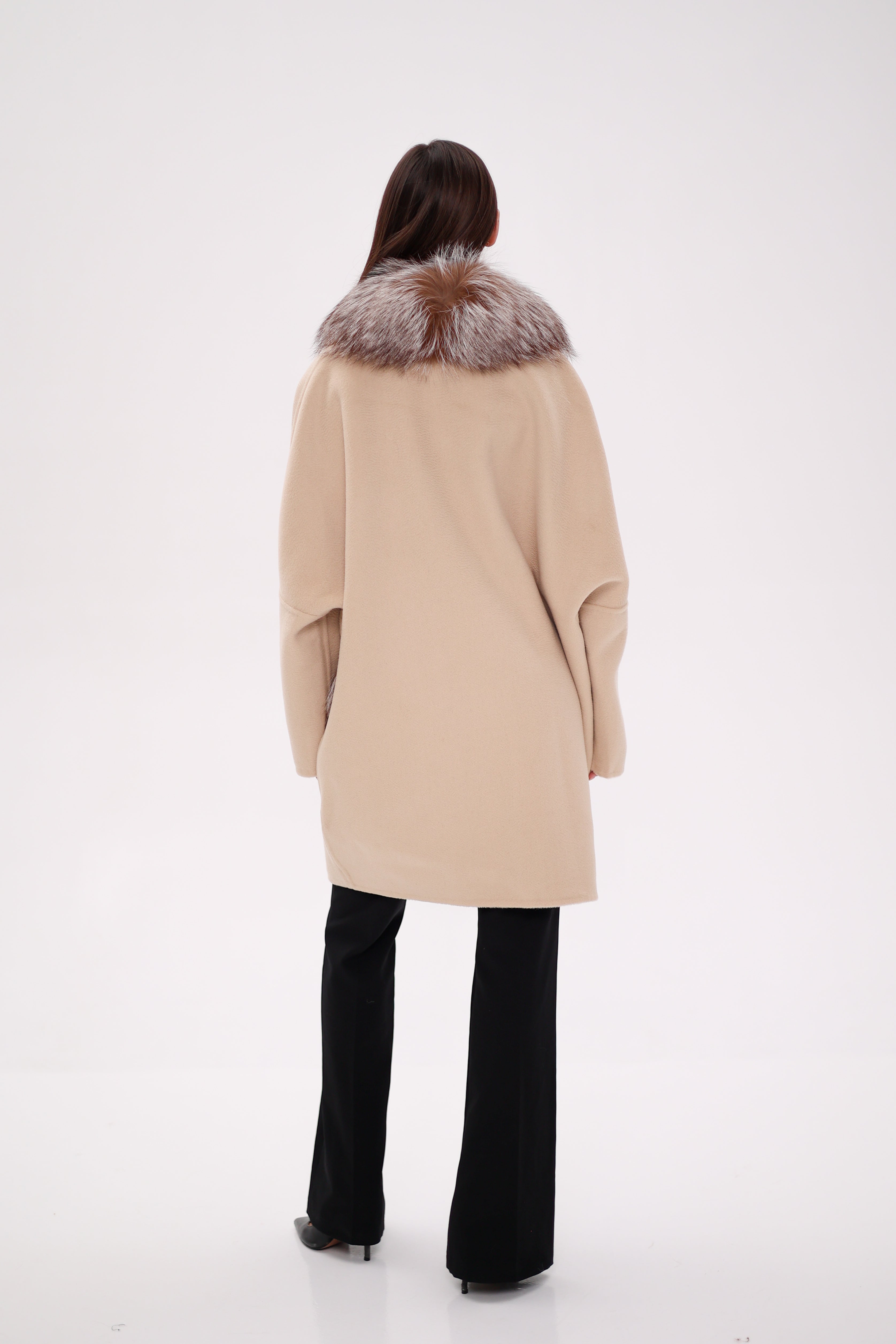 Saga®Furs Silver Fox Wool Alapca Coat