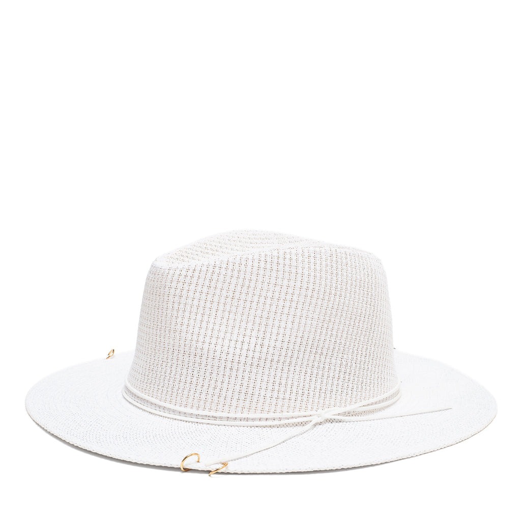 Antonella Double Chain Pierced Hat in White