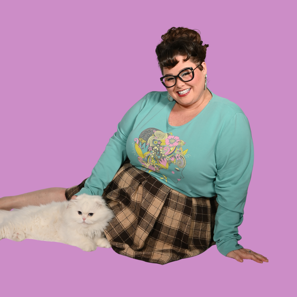 Floral Bouffant Pullover in Catalina Blue
