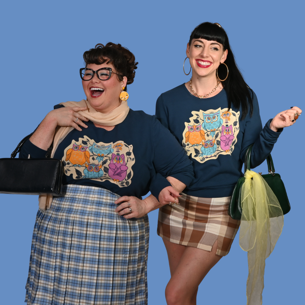 Wacky Owls Pullover in Midnight Blue