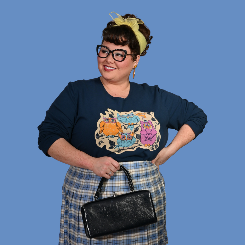 Wacky Owls Pullover in Midnight Blue