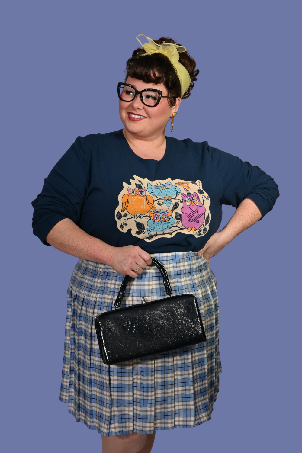 Wacky Owls Pullover in Midnight Blue