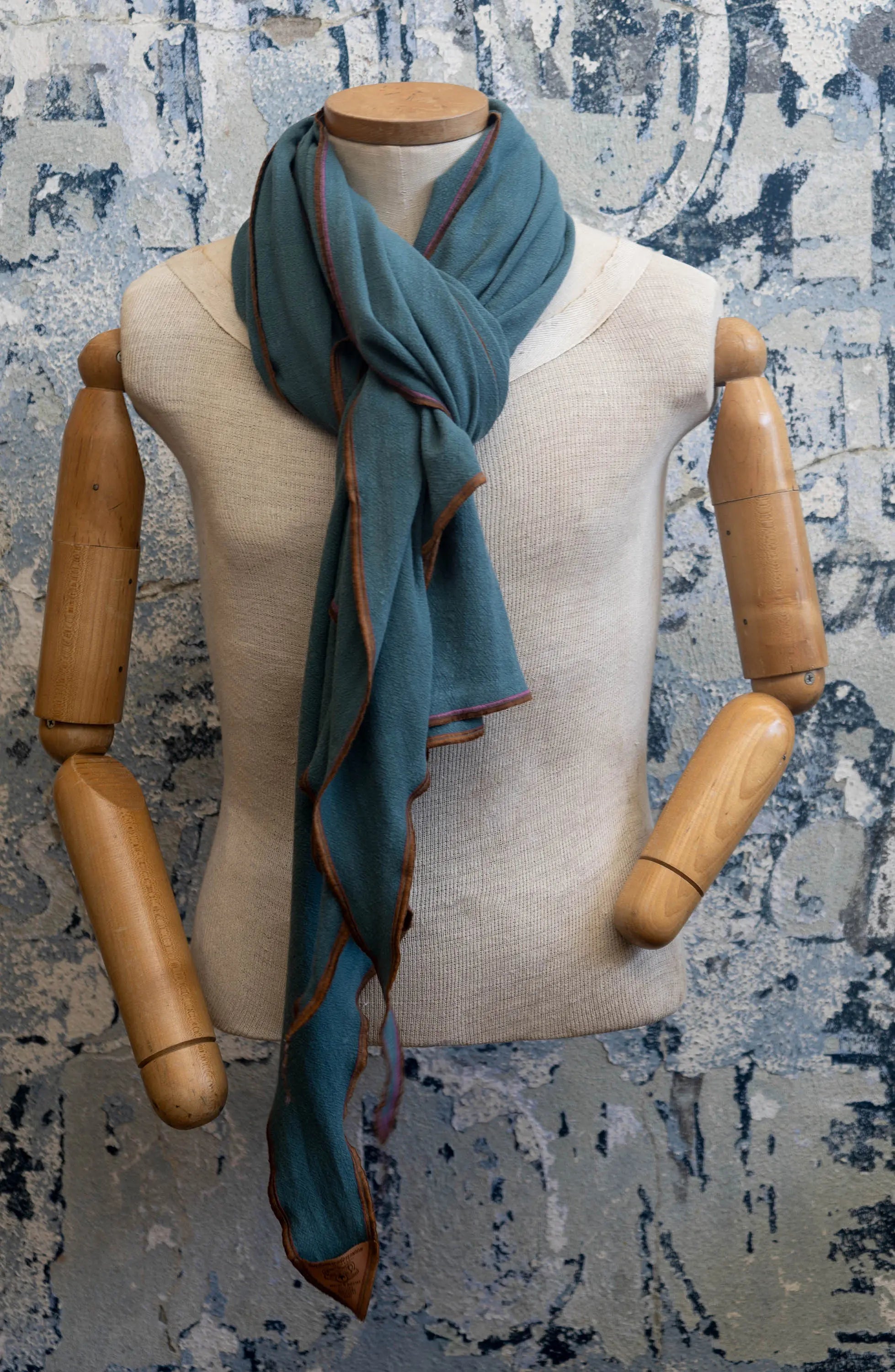 Teal Crossroads Linen Scarf