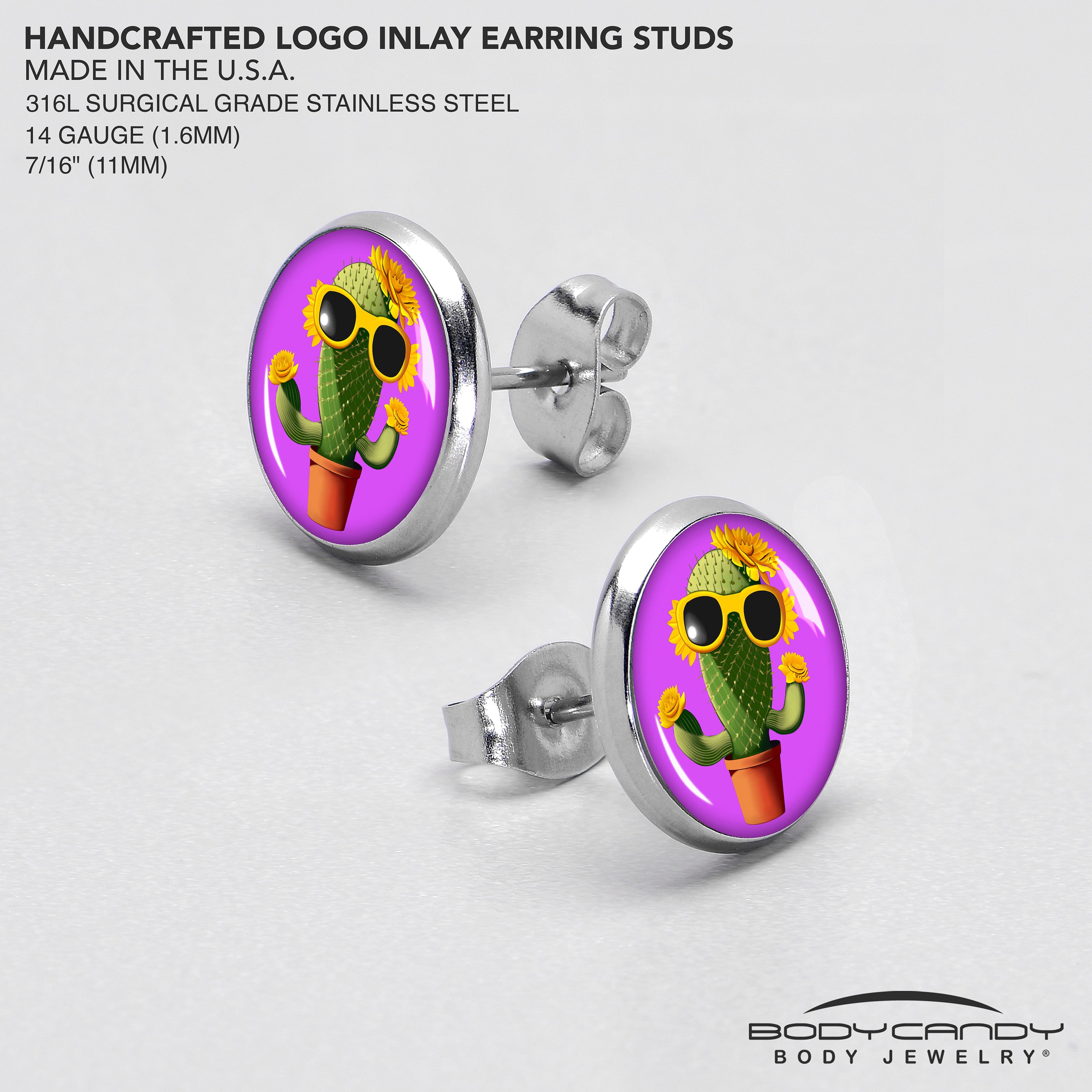 Sunflower Cactus Stud Earrings by Onyx O