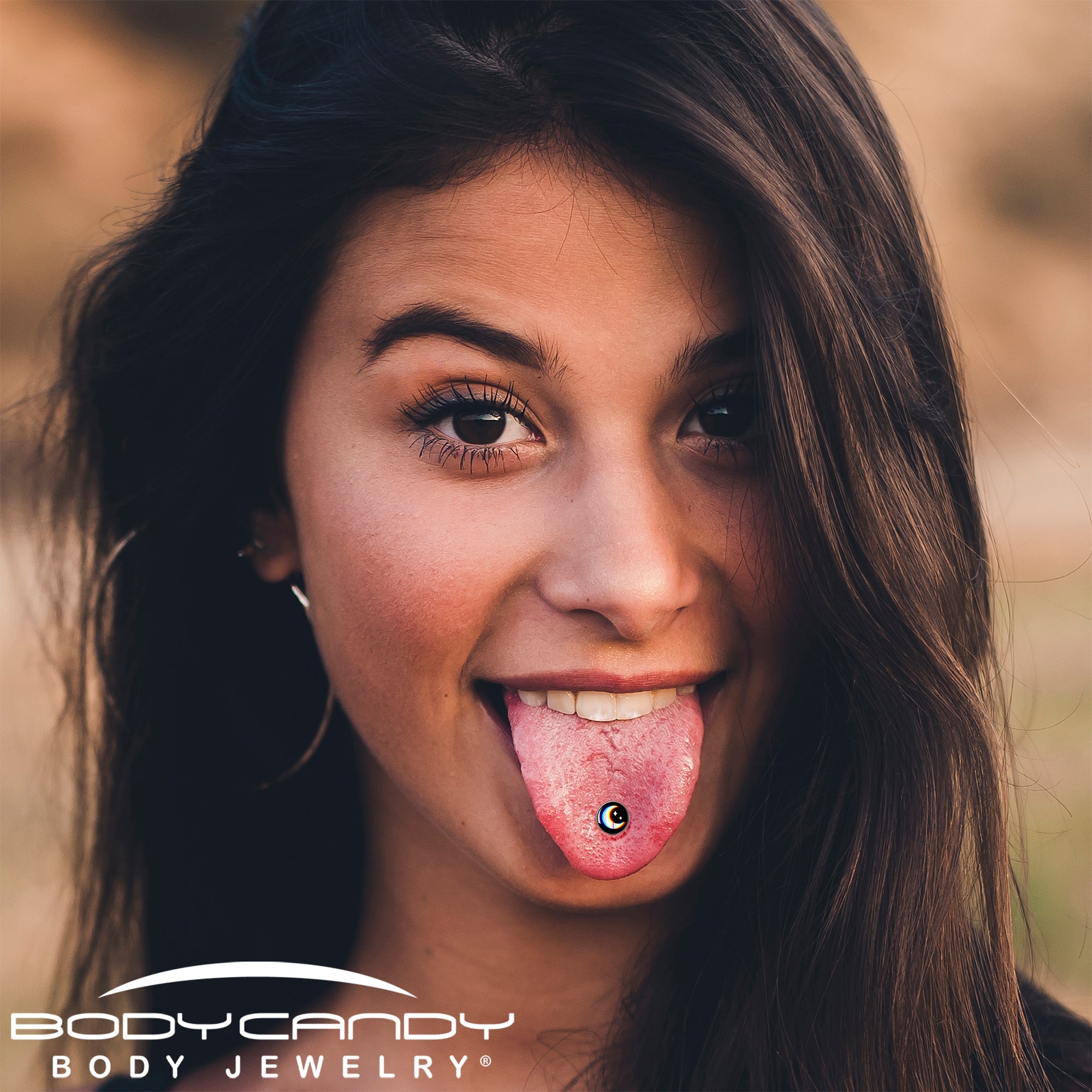 Chromatic Moon Barbell Tongue Ring by Onyx O