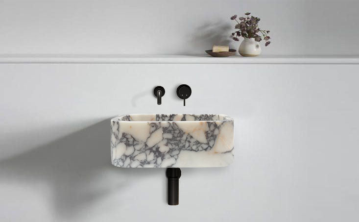 Calacatta Viola Marble Rectangular Wall Mounted Sink 12x18x7