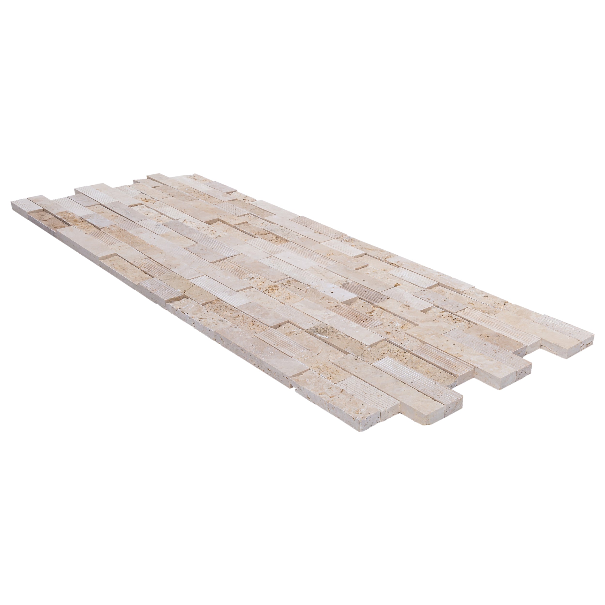 Ivory Natural Travertine Architectural 3D Ledger Panel Tile 6x24