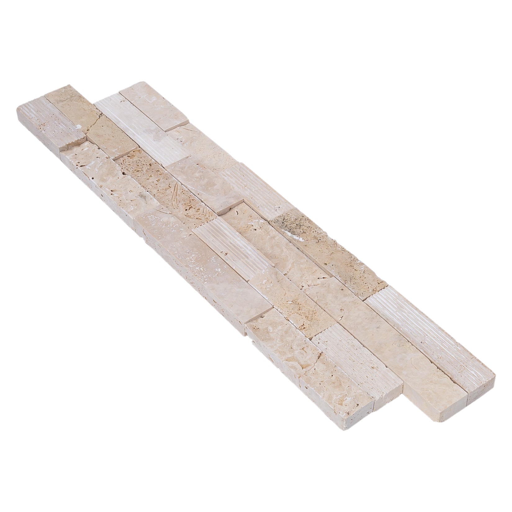 Ivory Natural Travertine Architectural 3D Ledger Panel Tile 6x24