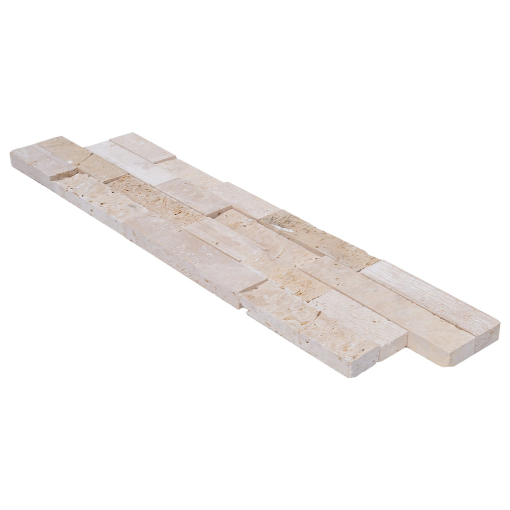 Ivory Natural Travertine Architectural 3D Ledger Panel Tile 6x24