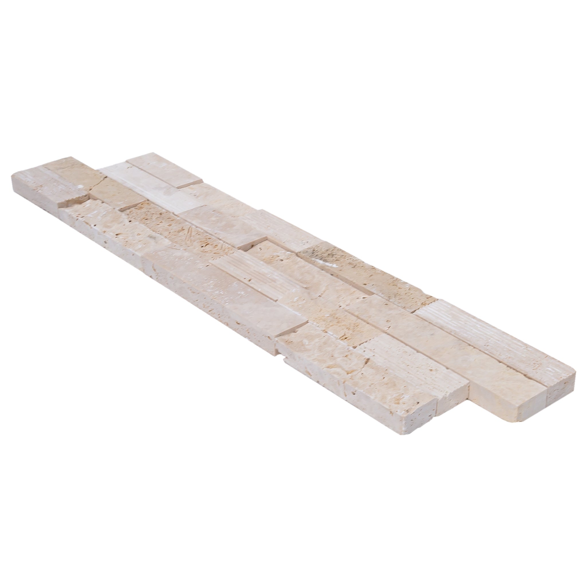 Ivory Natural Travertine Architectural 3D Ledger Panel Tile 6x24