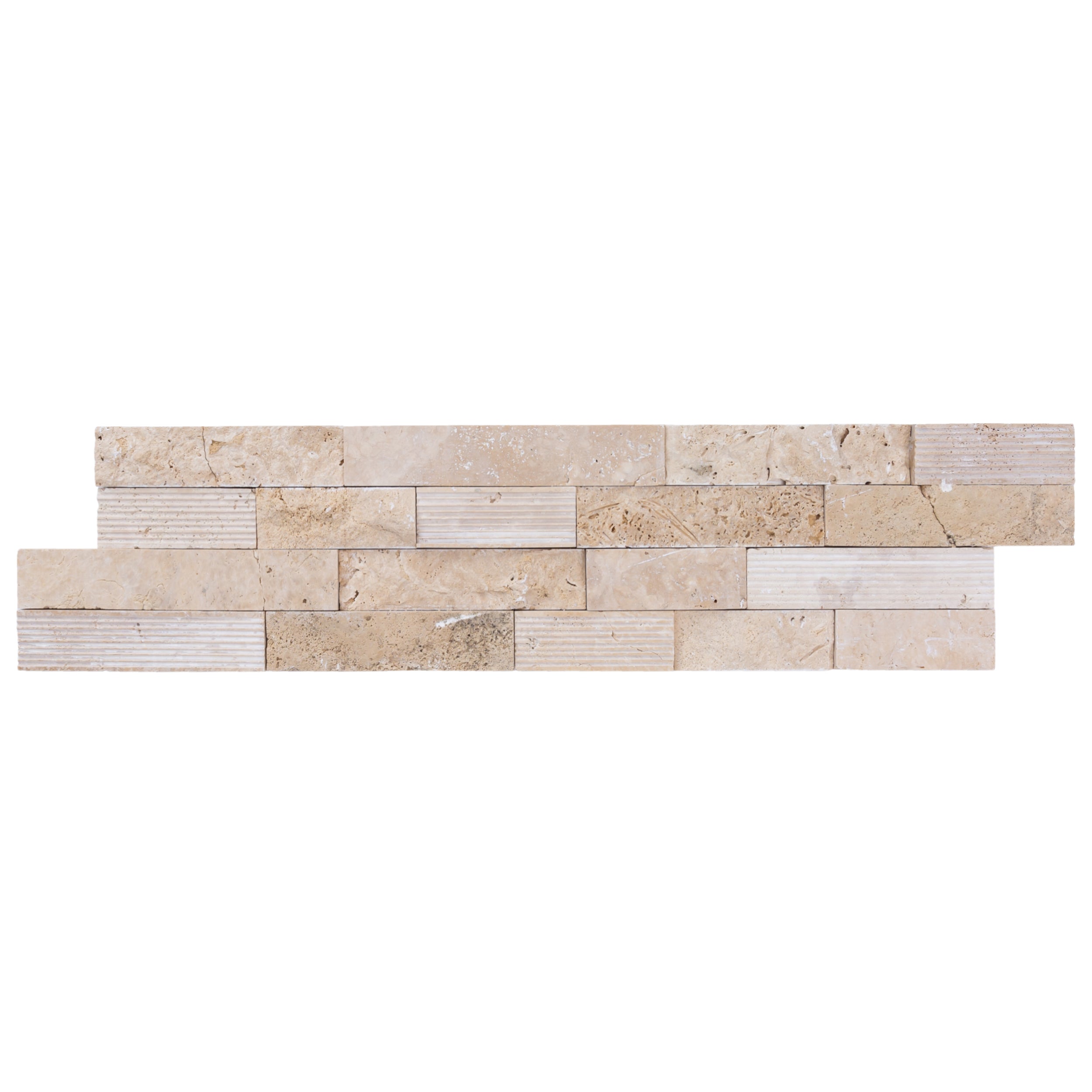 Ivory Natural Travertine Architectural 3D Ledger Panel Tile 6x24